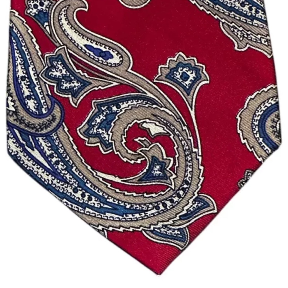 Vintage Paisley Silk Tie The Country Club Men’s Shop Scranton PA Red Blue